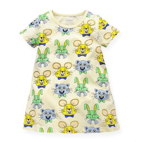 Brand Girls Dress Summer Kids Clothes Printed Cute Cartoon Princess Dresses Girls Clothes Fun Woven Mini Dresses for Girls 1-6 Y