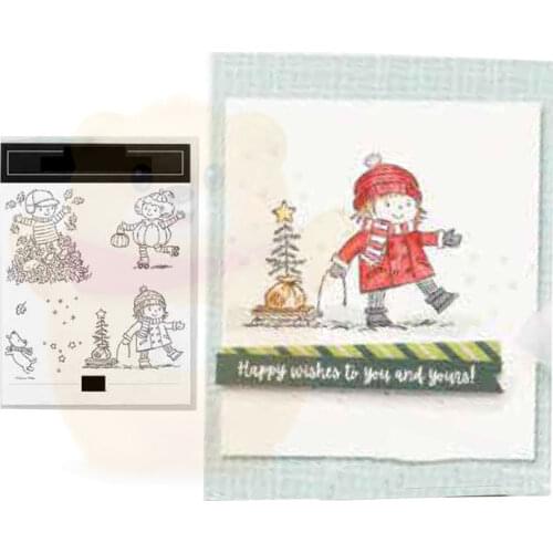 Christmas Kids Metal Cutting Dies and Stamps DIY Scrapbooking Photo Album Decoration Handmade Embossed Card Craft