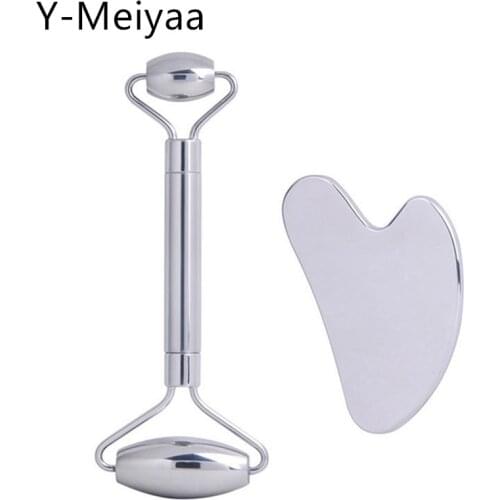 Stainless Steel Scraper Facial Massage Gua Sha Face Lift Anti-Aging Skin Tightening Cooling Metal Contour Reduce Puffiness 20