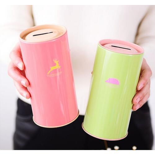 1PC Cute Animal Print Creative Gift Saving Bank Money Box Tin Coin Cartoon Zoo Piggy Bank Store LF 067