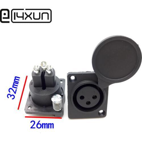 1Pcs XLR 3 Pin Waterproof Female Chassis Panel Mounted Socket Adapter Soldering for Power MIC Connector Black