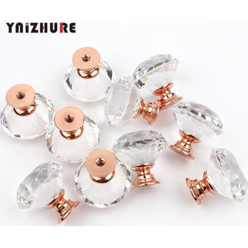 YNIZHURE 10PCS Diamond Crystal Handles Glass Knobs Cupboard Drawer Pulls Kitchen Cabinet Door Wardrobe Handle Furniture Hardware