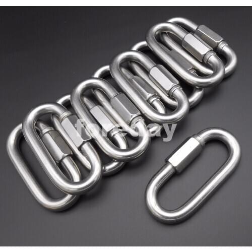 10PCS X M12 304 Stainless Steel Quick Chain Link Shackle Mountaineering Buckle strong bearing 12MM Weight-bearing 1100KG *BT613