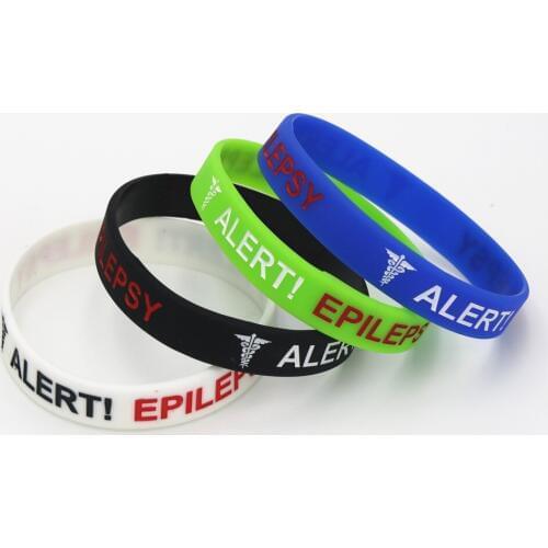 50PCS Epilepsy Bracelets Medical Alert Epilepsy Silicone Wristband Awareness Armband Nurse Bangles Adult Jewelry Wholesale SH135