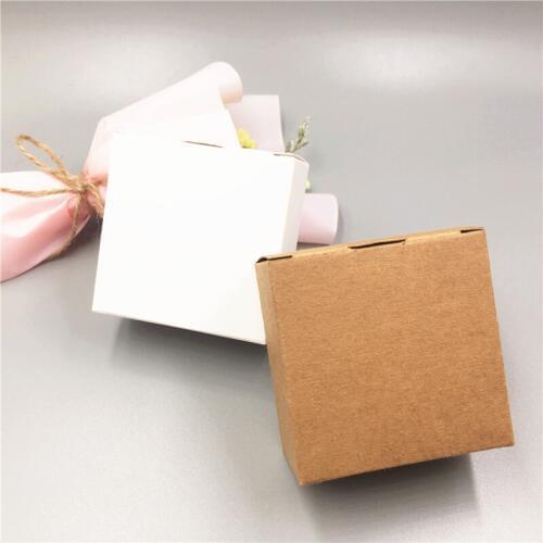 50Pcs/Lot 6.5x6.5x3.5cm Two Colors Blank DIY Cuboid Paper Box For Jewelry Chocolate Cookies Soap Container Box Cases Wholesale