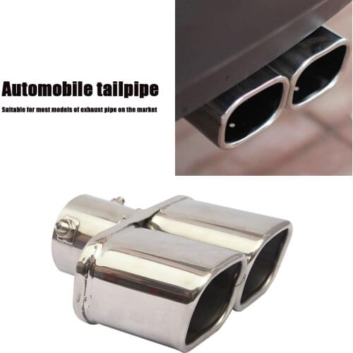 Car Dual Exhaust Tip 2.5 inch Inlet Bolt-on Square Slant Cut Rolled Edge Stainless Steel Exhaust Tailpipe Muffler Tip