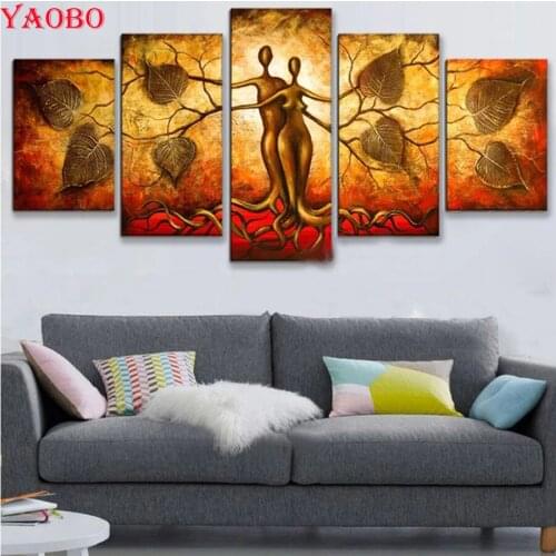 Diy Diamond painting hd print 5pcs/set Modern Abstract Love Tree 3d embroidery rhinestones Painting diamond mosaic modern decor
