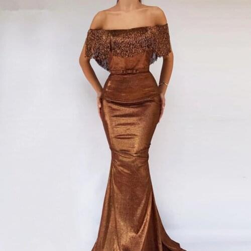Elegant Muslim Evening Dresses Mermaid Off The Shoulder Dubai Saudi Arabic Long Evening Gown Prom Dress