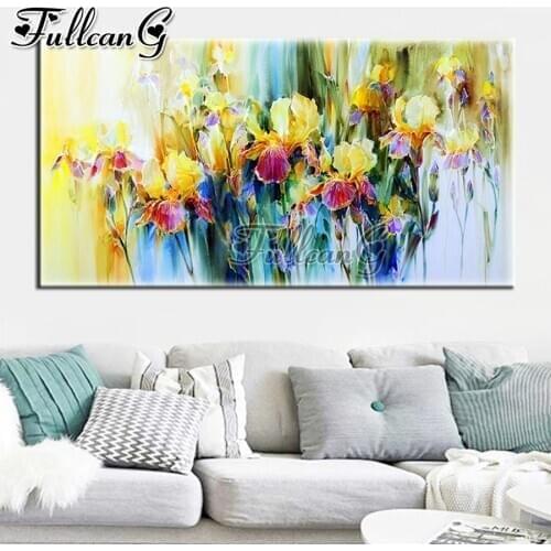 FULLCANG Abstract colorful flower large diamond painting 5d diy full square round drill mosaic embroidery sale decor FC3436