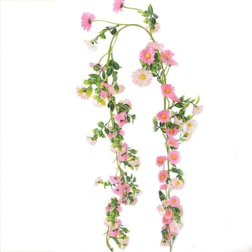 Pastoral Style Artificial Daisy Vine, Hanging Simulation Flower Rattan for Wedding Decoration