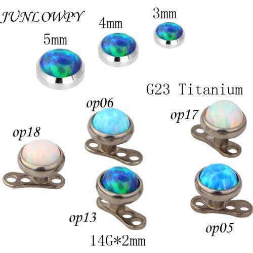JUNLOWPY 20pcs 14G TitaniumG23 Opal micro Dermal Skin body Surface piercing retainers hide it jewelry