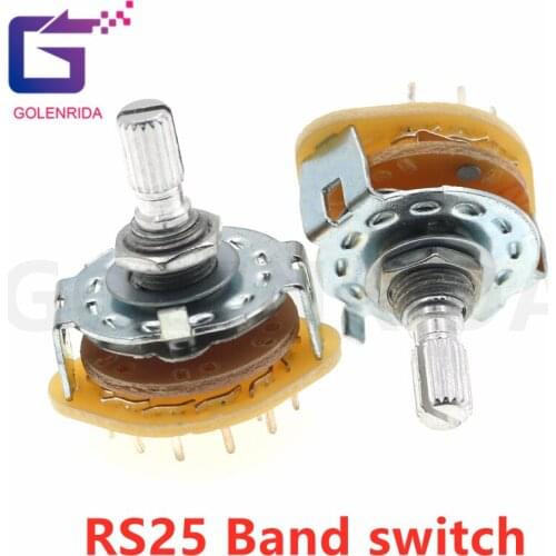 2PCS RS25 Band switch 3P4T Mount Rotary Switch Selector Band 2 Pole 5 Position Knob Switch Band Switches
