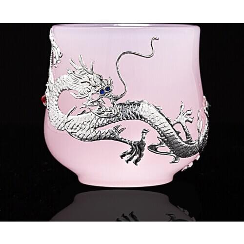 Hibiscus Tea Bowl 70ml Silver Cup Luxurious Teaware Chinese Kung Fu Tea Set Drinkware Master Cups Decor Mug Collection Crafts