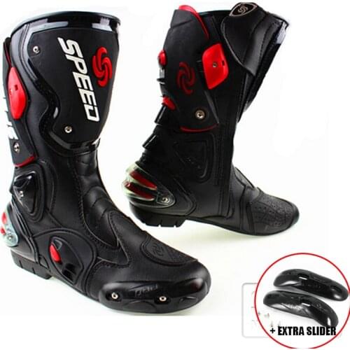 Mens Motorcycle Protective Gear Boots Pro-Biker SPEED Riding Shoes Motocross Microfiber Leather Boot botas Motorcycle boots