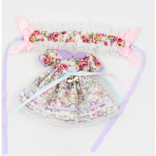 Outfits for Blyth doll Mori Girl style Flower dress Hair decoration natural suit for 1/6 BJD azone icy dbs