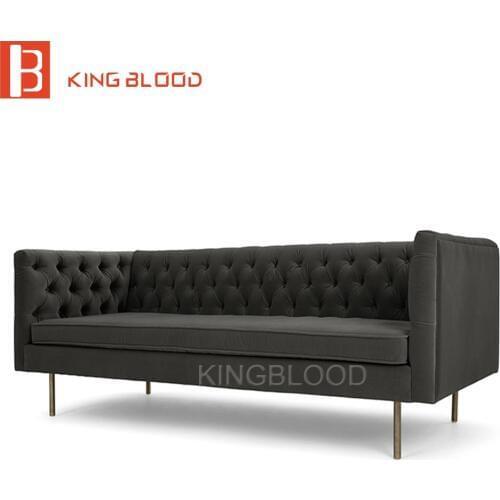Latest fashion luxury black color button velvet sofa set designs for living room