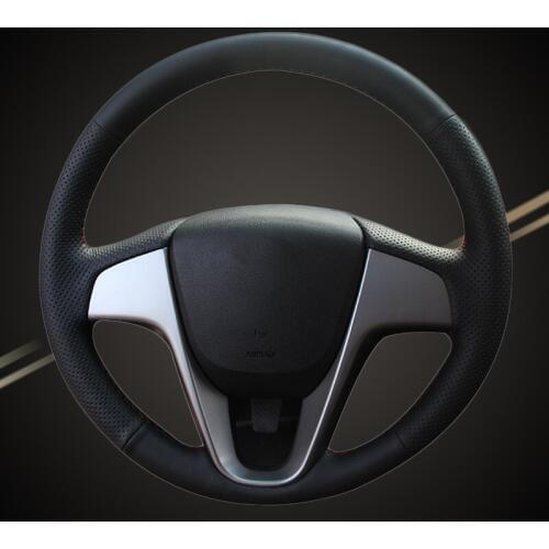 Microfiber Leather Car Braid On The Steering Wheel Cover for Hyundai Solaris (RU) 2010-2016 Verna 2010-2016 i20 2009-2015 Auto