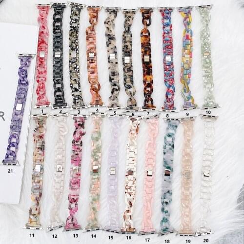 Resin WatchBands For Apple Watch 38mm 40mm 42mm 44mm, for iWatch SE 6 5 4 3 2 1 Slim Strap Bands