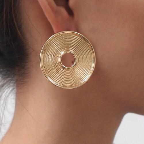 MANILAI Brand Big Round Alloy Indian Stud Earrings For Women Vintage Jewelry Fashion Statement Earrings Golden Silver Color