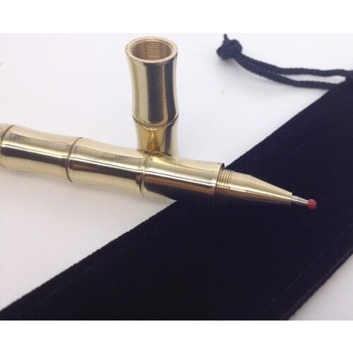 Luxury Gold Minimalism Superfine Ballpoint Pen Pure Brass Stationery Pen Business Style Fountain Pen Pure Brass Handmade 2021