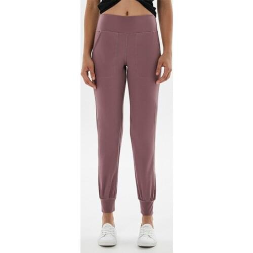 High Waist Squatproof Fitness Joggers Yoga Pants Women Stretchy Running Workout Sport Trousers with Two Side Pocket