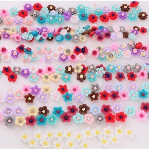 Mix Style 50pcs 3D Colorful Resin Flower Resin Flat Back Cabochon Resin Butterfly Knot For Phone DIY Decoration Or DIY Resin