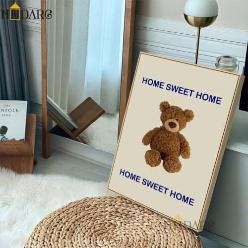 Modern Nordic Korean Cute Animal Bear Posters Pictures Wall Decor Art Canvas Print Painting Dormitory Studio Home Decoration