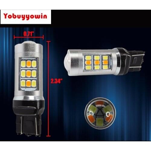 2X High Power 3535 Chip 7443 Switchback LED Car DRL Turn Signal Light Bulbs+2Pcs Load 50W Resistors NO Hyper Flash