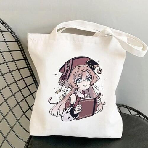 Genshin Impact Handbag Bag Hu Tao Shopping Bag Tote Bolsas Reutilizables Ecobag Bolsas De Tela Canvas Cotton Shopper Jute Bag