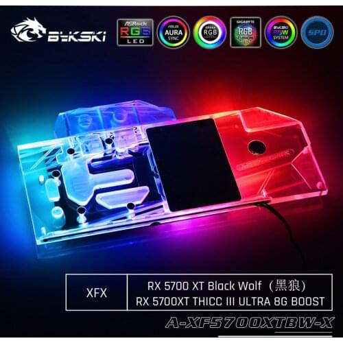 Bykski Full Cover Graphics Card Water Cooling Block RGB /RBW for XFX Rx 5700 XT Black Wolf/ Thicc III Ultra Boost Gpu Cooler
