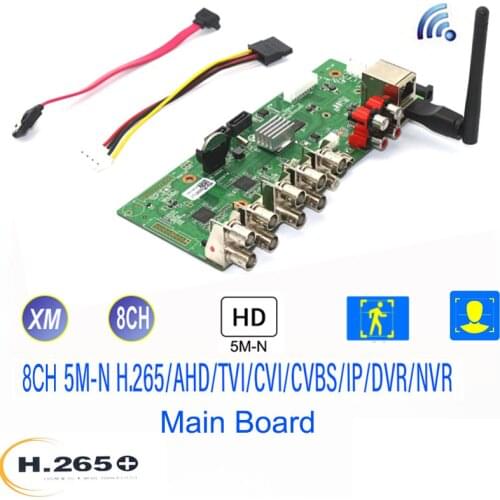 DVR WiFi Module H.265 8CH 5M-N 6 In 1 NVR Board Surveillance Security AHD IP Hybrid CCTV Video Recorder Onvif Face Recognition