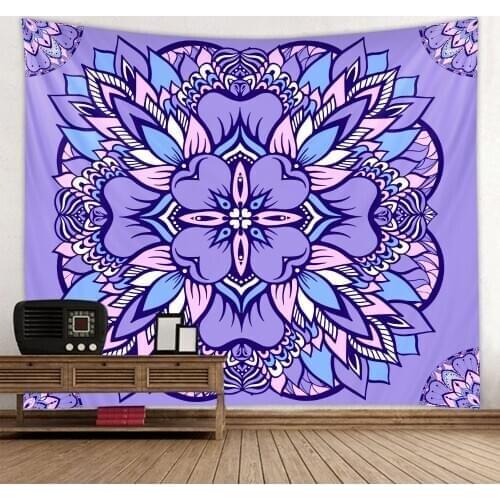 Bright purple mandala pattern tapestry scene decoration background wall decoration hanging cloth super large size optional