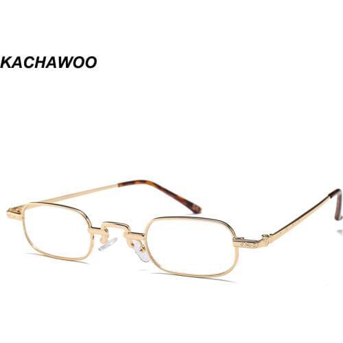 Kachawoo small retro eyeglasses rectangle women accessories gold metal frame optical. glasses frame for men unisex