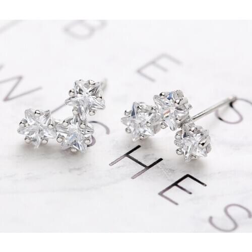 RETTI Star zircon Stud Earrings For modern Women 2018 Fashion Girl Gift 925 Sterling Silver Jewelry allergy