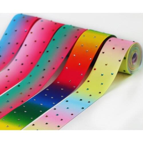 1-1/2" Diamond rainbow printed grosgrain ribbon 38mm 5 yards diy rhinestones Hair Bow materials Hair Accessories ribbons