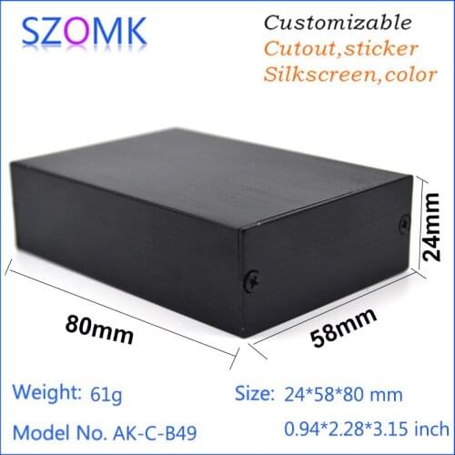 10 pcs, 24*58*80mm wire drawing aluminum box electronics enclosure szomk aluminum electronic amplifier enclosure for pcb box