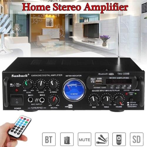 600W Bluetooth Power Stereo Amplifier HIFI VU Meter FM 2CH USB SD Karaoke Home Amplifiers Theater Digital Amp Car Audio