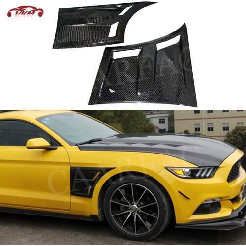 2PCS/Set Carbon Fiber Car Front Body Air Side Fins Diffuser for Ford Mustang Coupe 2-Door 2015 2016 2017 Car Styling