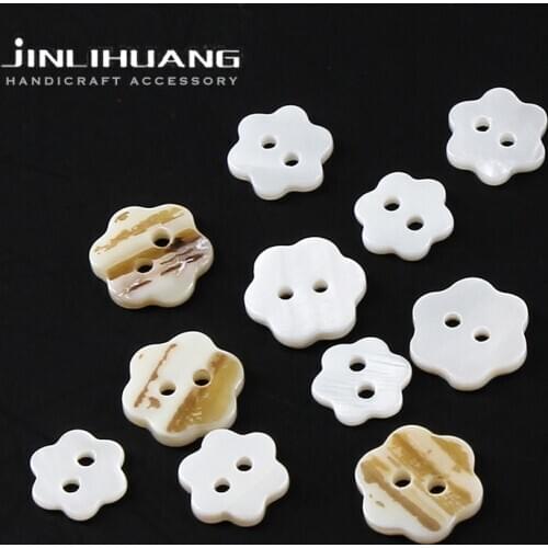 20pcs White Petal Flower Shell Shirt Buttons 10/11/5/12mm 2-Holes Mother of Pearl MOP for Suit,Sewing DIY Craft,Dress,Cloth,Coat