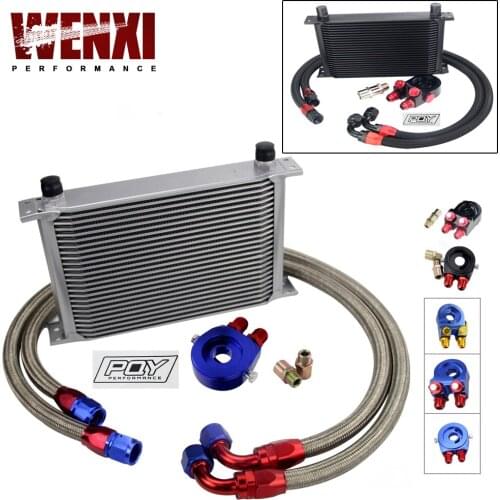 25 Rows Oil Cooler AN10 Universal Engine Transmission Oil Cooler Kit + Filter Relocation With WX Sticker + Box
