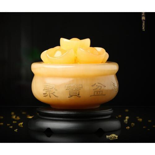 25 Cm Diameter Chinese Palace Natural Topaz Handicraft Fengshui Jubao Basin Suit Household Decoration Company Furnishings