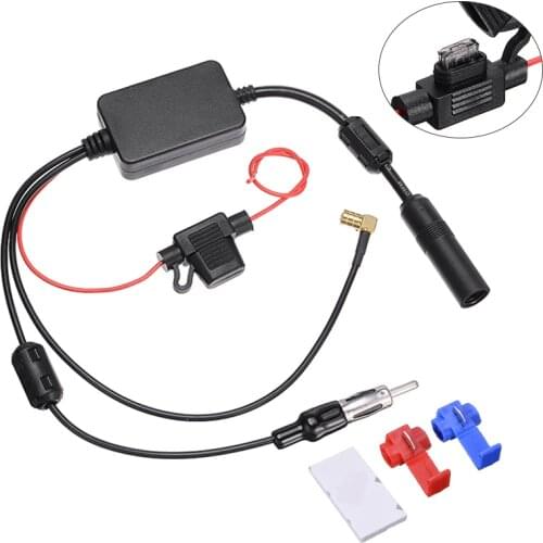 3-in-1 582hz-1830hz AM 85-112MHz FM 179-240MHz DAB Car Antenna Splitter Radio Signal AMP Amplifier Booster