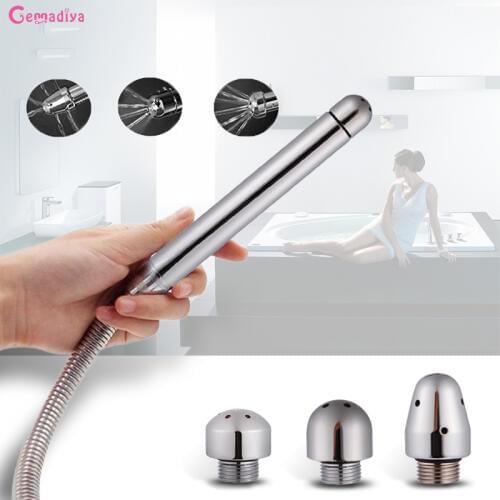 3 Styles Head Metal Anal Cleaner Enemator Stainless steel Anal Douche Shower Cleaning Bidet Faucet Vagina Cleaner Health Hygiene