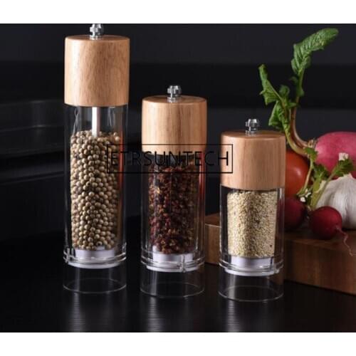 30pcs Oak Wood Acrylic Salt Pepper Mill Spice Grinder Muller Kitchen Tool Manual Kitchen Salt Grinder