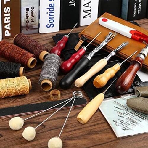 31pcs Professional Leather Craft Tools Kit Hand Sewing Stitching Punch Carving Work Saddle Set Accessories DIY Tool Set