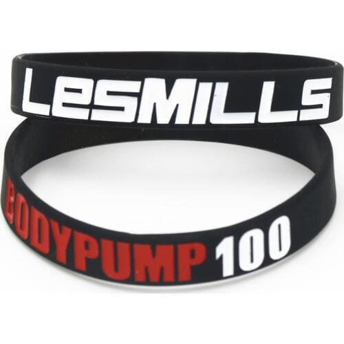 50PCS Hot Sale Fashion Les Mills BODY PUMP 100 Silicone Wristband Sports Barbell Silicone Bracelets & Bangles Jewelry Gift SH201
