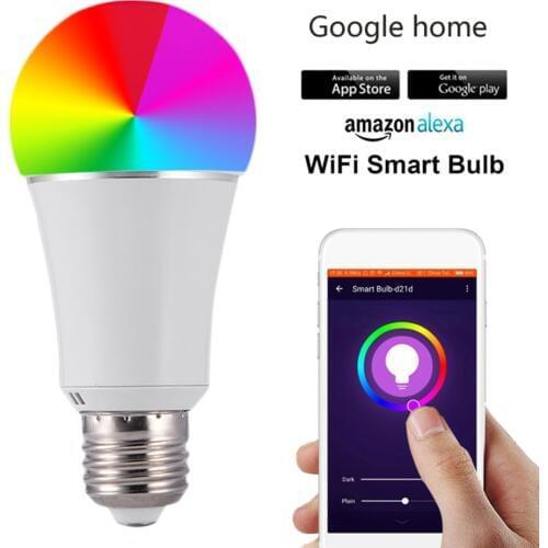 7W E27 WiFi Smart Light Bulb Remote Mobile APP Control 85V-265V RGBW Dimmable LED Night Lamp Work with Amazon Alexa/Google Home