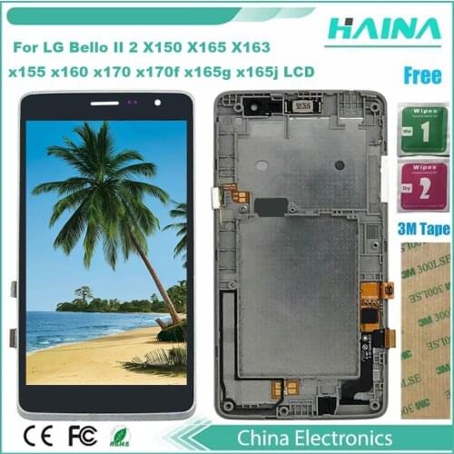 AAA++Ori Dnd For LG Bello II 2 X150 X165 X163 x155 x160 x170 x170f x165g x165j LCD display with Touch Screen Assembly with Frame