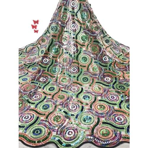 African Lace Fabric 2021 High Quality Lace Fabric Nigerian French Sequins Tulle Lace Fabric Wedding Dress SZ0162