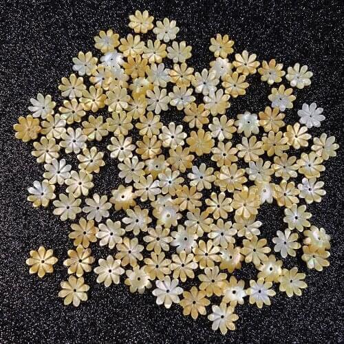New Fashion 10mm Natural Yellow Shell Beads Carved Flower Loose Beads for Jewelry Making DIY Hairpin Earrings Stud Accessories